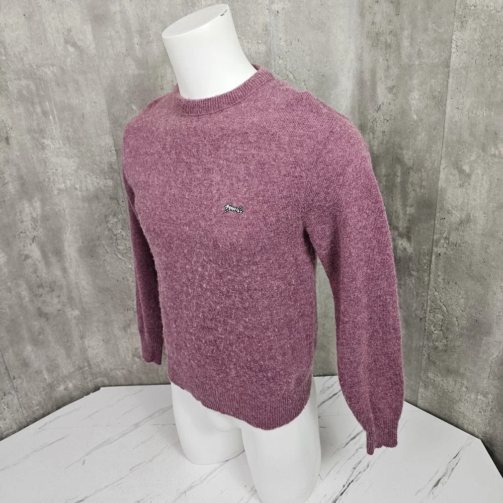 Vintage Le Tigre L Pullover‎ Knit Sweater Mauve Wool Blend Embroidered Tiger